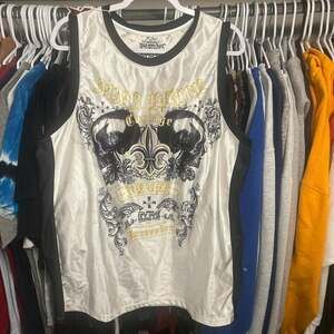 MMA Elite Y2K Stamina Tank Top White Jersey Skull Graphics Men's Large